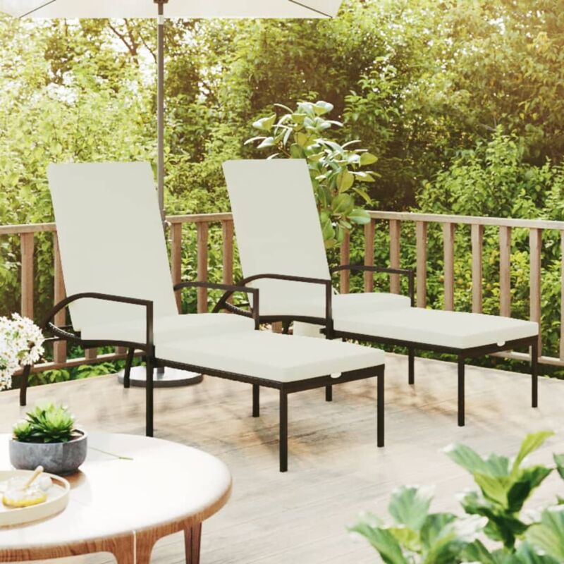 foto del prodotto vidaxl lettini prendisole 2 pz con poggiapiedi in rattan pe marrone