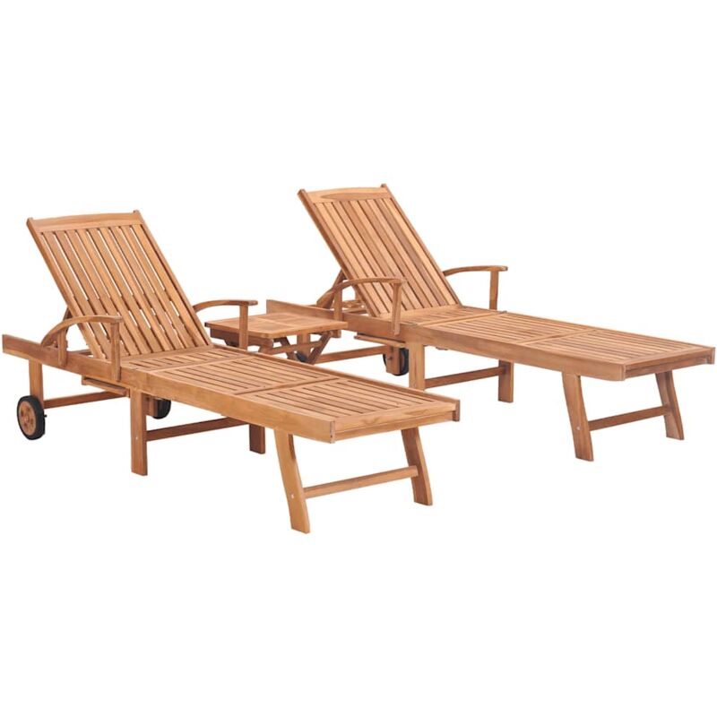 foto del prodotto vidaxl lettini prendisole 2 pz con tavolo in legno massello di teak