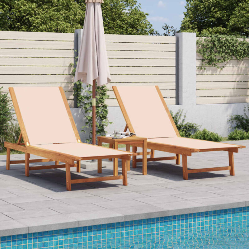 foto del prodotto vidaxl lettini prendisole 2 pz crema legno massello acacia e textilene