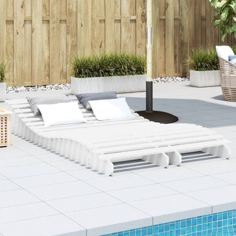 foto del prodotto vidaxl - lettini prendisole 2pz bianchi 205x60x31,5 legno massello pino