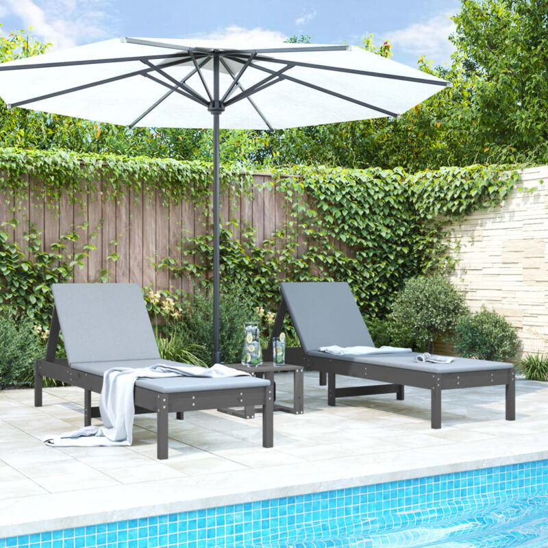 foto del prodotto vidaxl lettini prendisole 2pz grigi 199,5x60x74 cm legno massello pino
