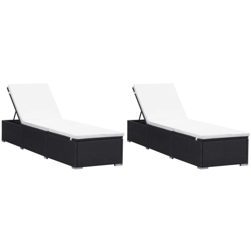 foto del prodotto vidaxl lettini prendisole con cuscini 2 pz in polyrattan nero