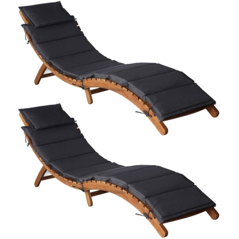 foto del prodotto vidaxl lettini prendisole con cuscini 2pz grigio scuro massello acacia
