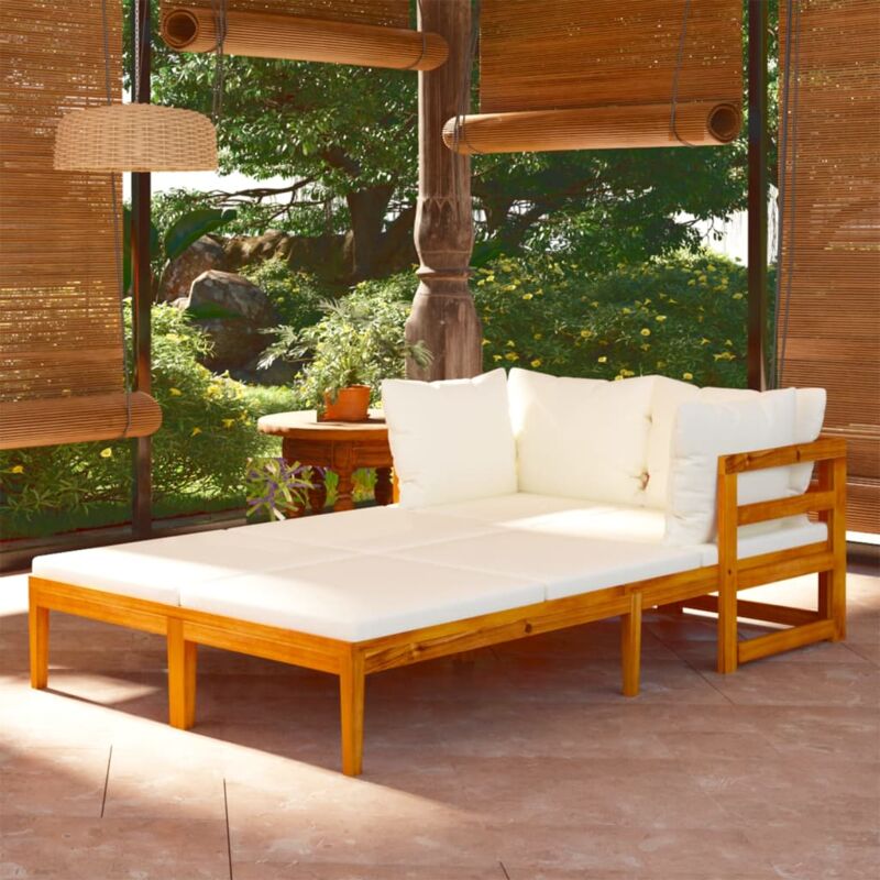 foto del prodotto vidaxl lettini prendisole con cuscini crema 2 pz legno d acacia