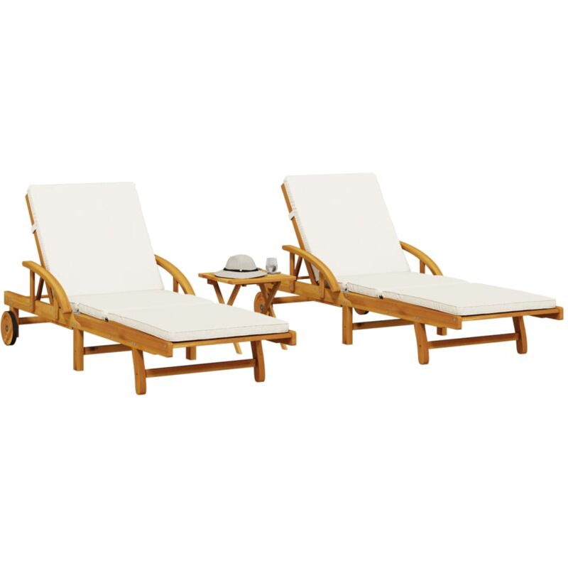 foto del prodotto vidaxl lettini prendisole con tavolino 2pz in legno massello di acacia