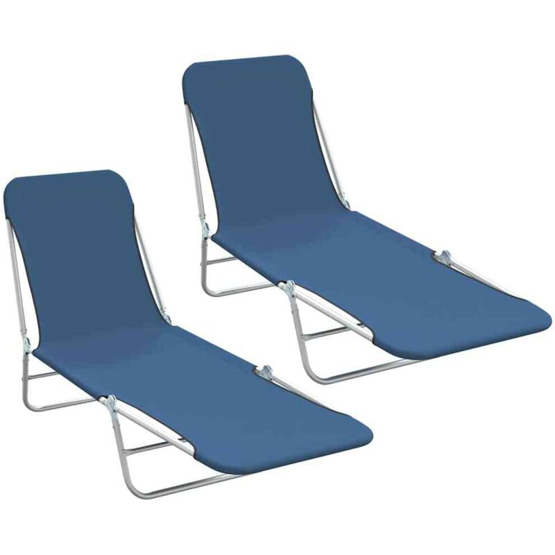 foto del prodotto vidaxl lettini prendisole pieghevoli 2 pz in acciaio e tessuto blu