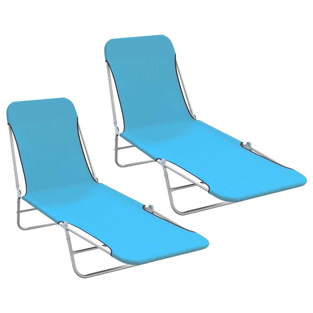 foto del prodotto vidaxl lettini prendisole pieghevoli 2pz in acciaio e tessuto blu