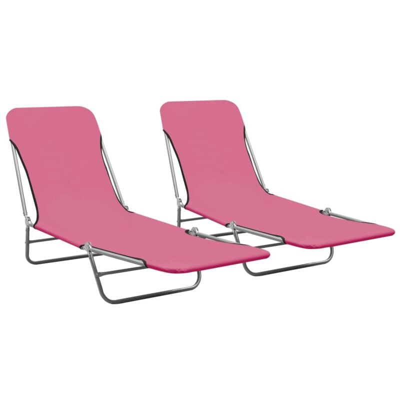 foto del prodotto vidaxl lettini prendisole pieghevoli 2pz in acciaio e tessuto rosa