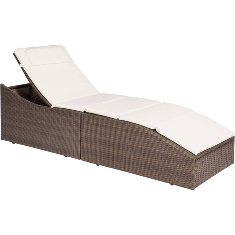 foto del prodotto vidaxl lettino con cuscino in polyrattan marrone