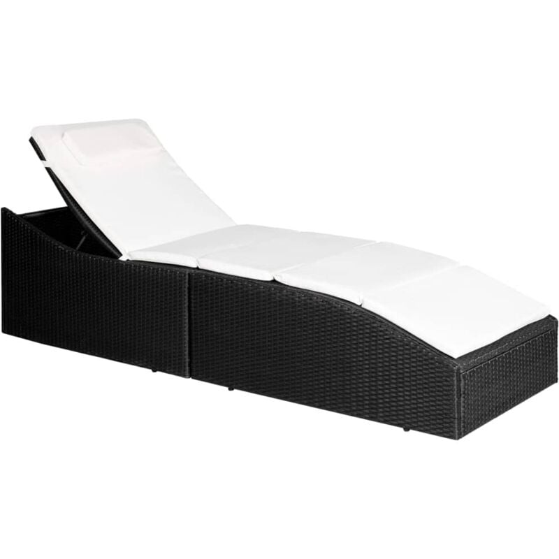foto del prodotto vidaxl lettino con cuscino in polyrattan nero