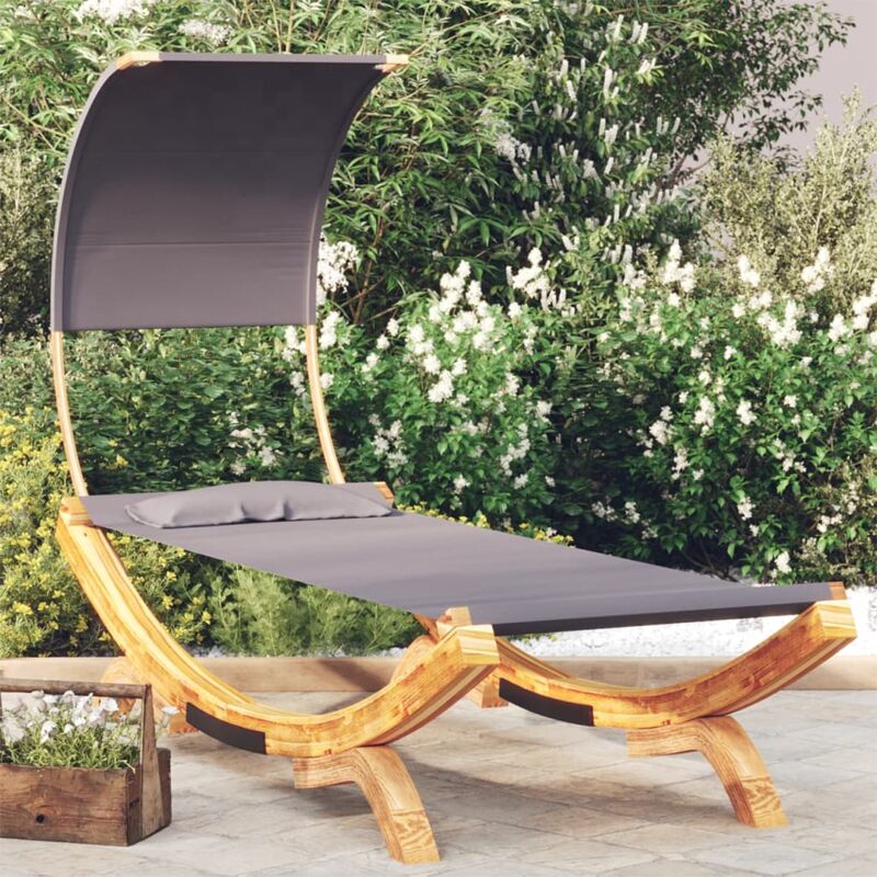 foto del prodotto vidaxl lettino con tettuccio 100x200x126 cm in legno curvato antracite