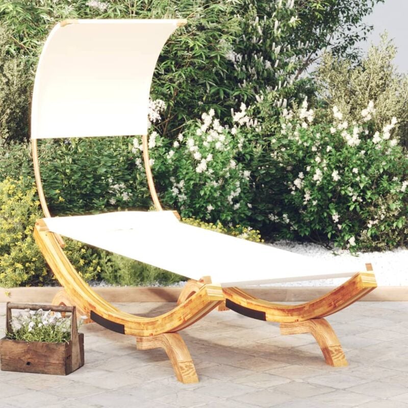 foto del prodotto vidaxl lettino con tettuccio 100x200x126 cm in legno curvato crema