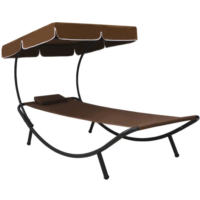 foto del prodotto vidaxl lettino da esterno con baldacchino e cuscino marrone