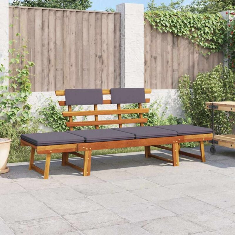 foto del prodotto vidaxl lettino da giardino 2 in 1 con cuscino 190 cm massello acacia