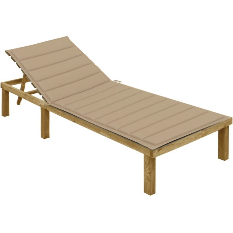 foto del prodotto vidaxl lettino da giardino con cuscino beige legno pino impregnato