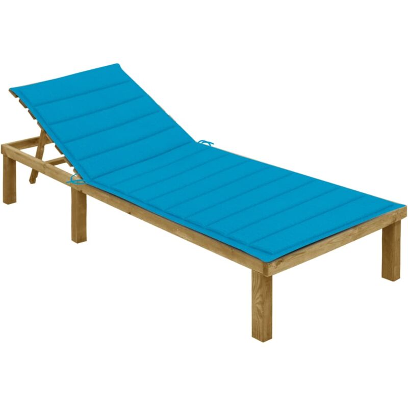foto del prodotto vidaxl lettino da giardino con cuscino blu legno pino impregnato