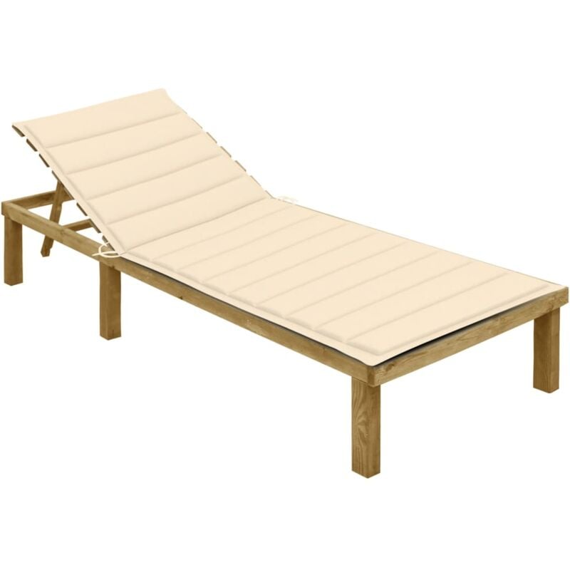 foto del prodotto vidaxl lettino da giardino con cuscino crema legno pino impregnato