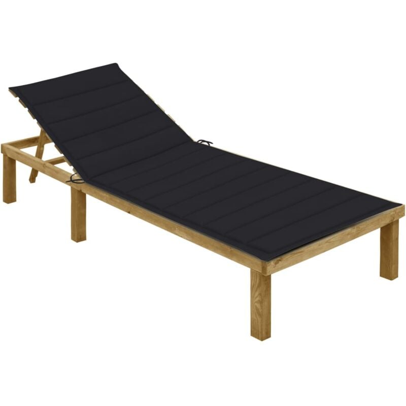 foto del prodotto vidaxl lettino da giardino con cuscino nero legno di pino impregnato