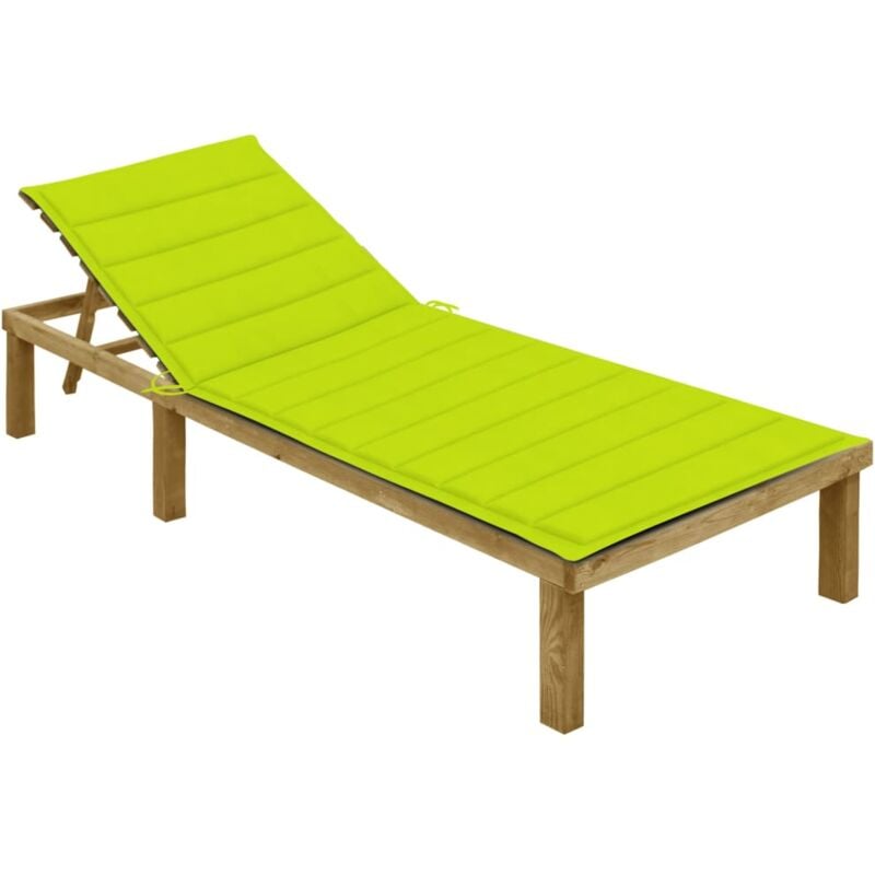 foto del prodotto vidaxl lettino da giardino con cuscino verde chiaro in pino impregnato