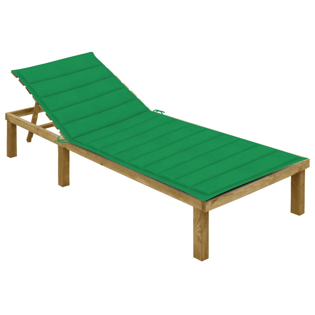 foto del prodotto vidaxl lettino da giardino con cuscino verde legno pino impregnato