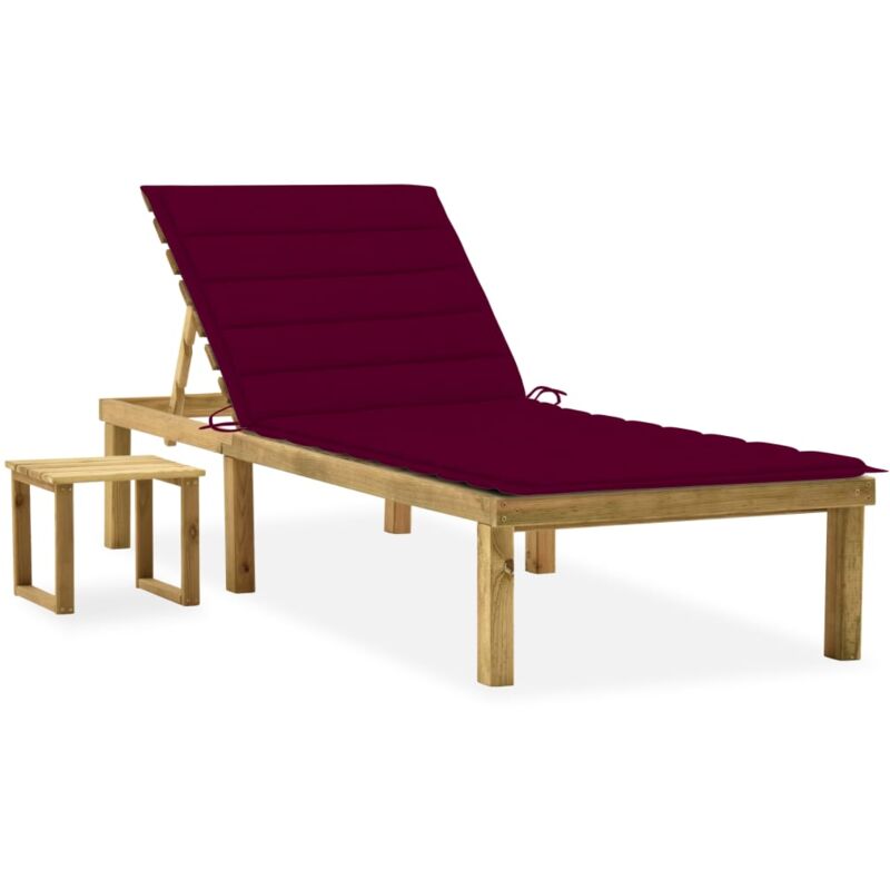 foto del prodotto vidaxl lettino da giardino con tavolino cuscino legno pino impregnato