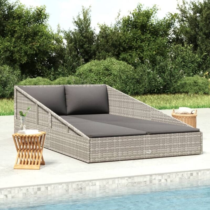 foto del prodotto vidaxl lettino da giardino grigio 110x200 cm in polyrattan