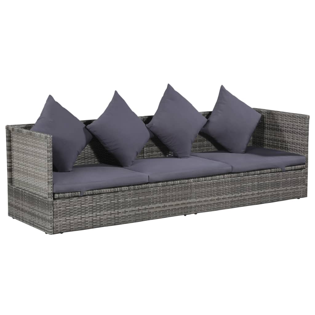 foto del prodotto vidaxl lettino da giardino grigio 200x60 cm in polyrattan