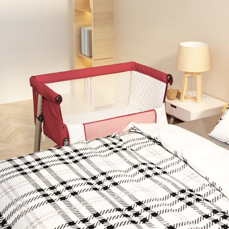 foto del prodotto vidaxl lettino per bambini con materasso rosso in tessuto di lino 418005