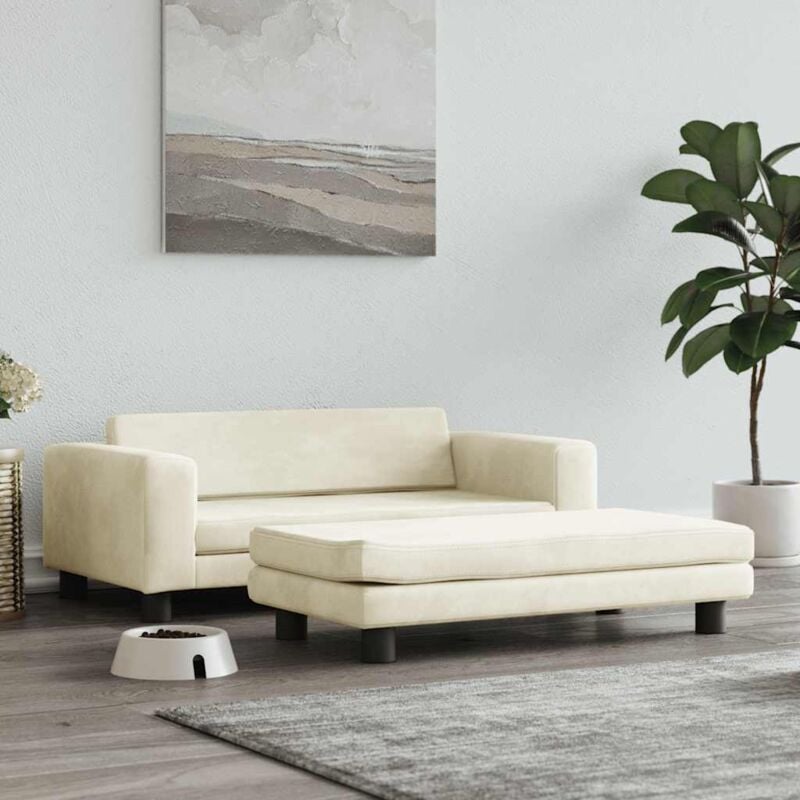 foto del prodotto vidaxl lettino per cani con estensione crema 100x50x30 cm in velluto