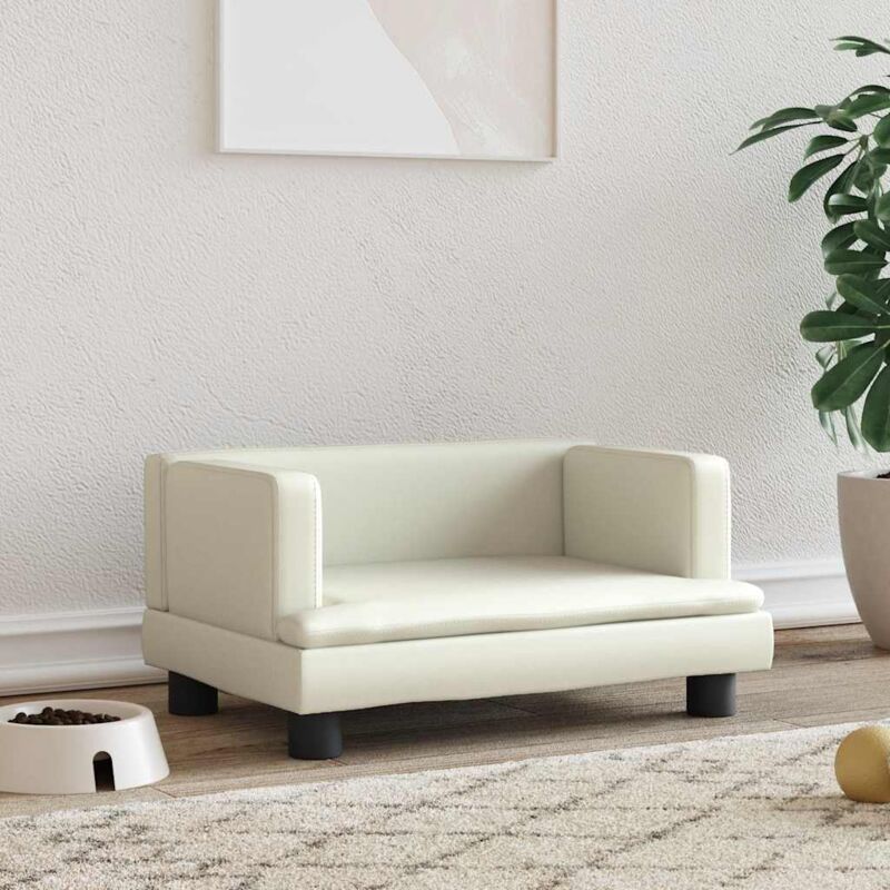 foto del prodotto vidaxl lettino per cani crema 60x40x30 cm in similpelle