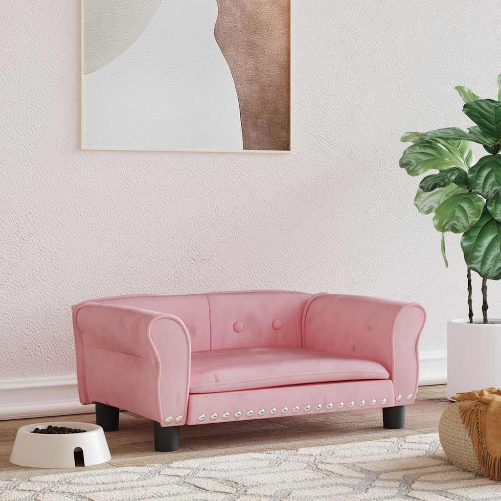 foto del prodotto vidaxl lettino per cani rosa 70x45x30 cm in velluto
