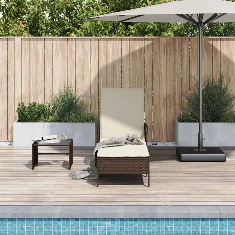 foto del prodotto vidaxl - lettino prendisole 1-persona marrone 157 x 55 x 92cm polyrattan