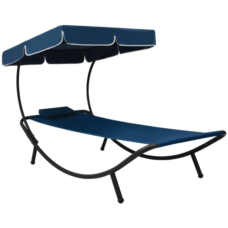foto del prodotto vidaxl lettino prendisole con baldacchino e cuscino blu