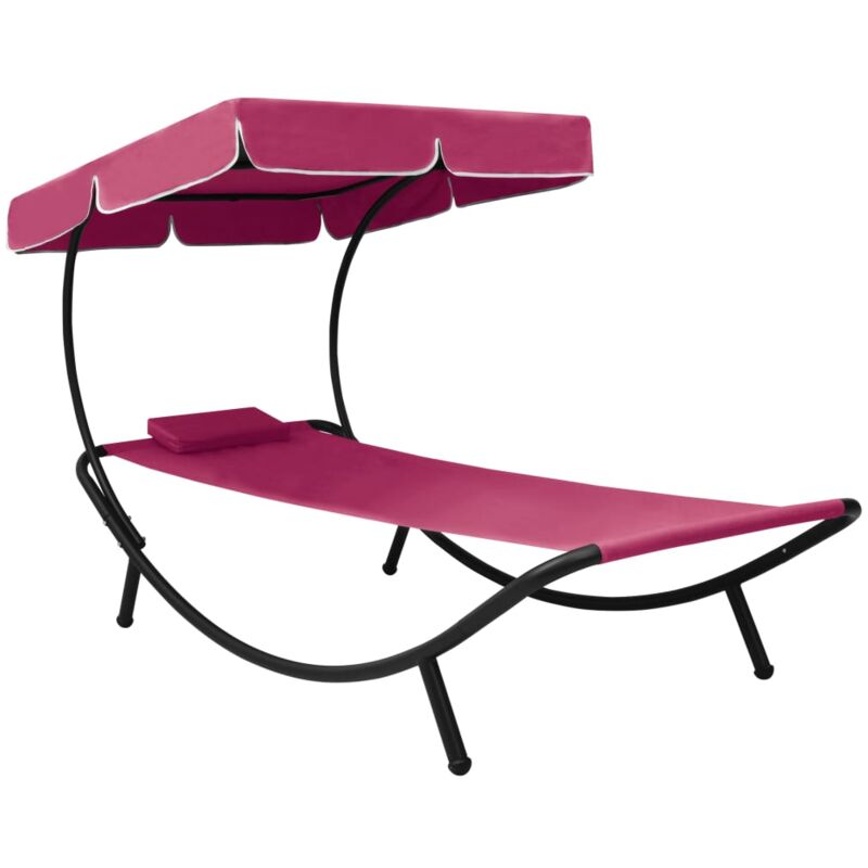 foto del prodotto vidaxl lettino prendisole con baldacchino e cuscino rosa