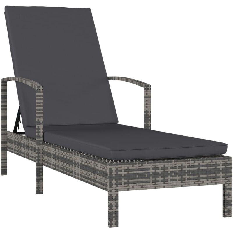 foto del prodotto vidaxl lettino prendisole con braccioli in polyrattan da patio e piscine vari colori colore grigio