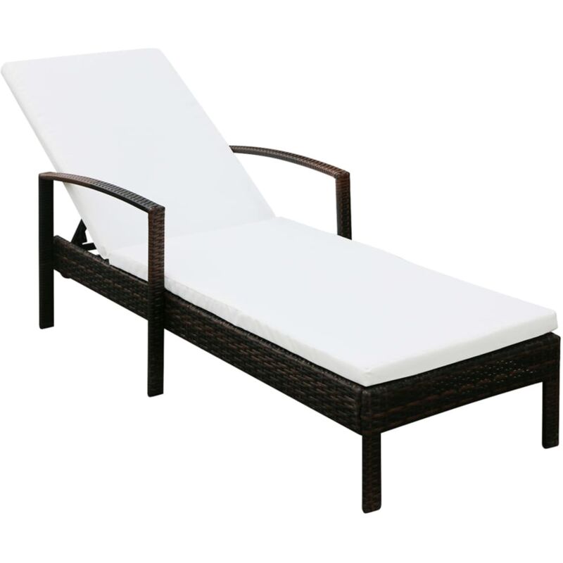 foto del prodotto vidaxl lettino prendisole con braccioli in polyrattan da patio e piscine vari colori colore marrone