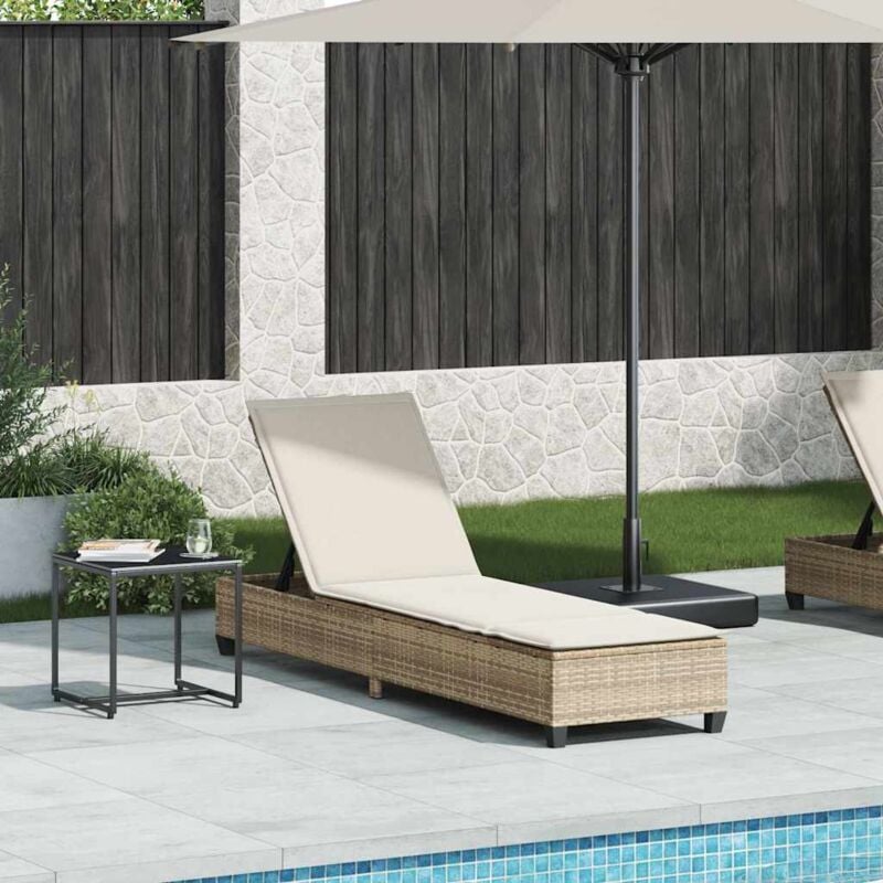 foto del prodotto vidaxl lettino prendisole con cuscini beige 55x200x25,5cm polyrattan