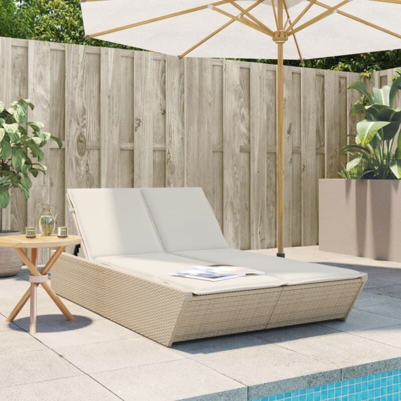 foto del prodotto vidaxl lettino prendisole con cuscini beige in polyrattan