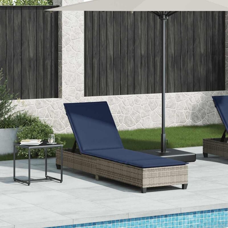 foto del prodotto vidaxl lettino prendisole con cuscini grigio 55x200x25,5cm polyrattan