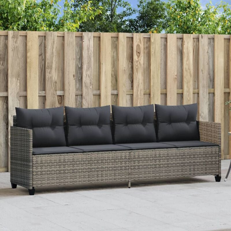 foto del prodotto vidaxl lettino prendisole con cuscini grigio in polyrattan