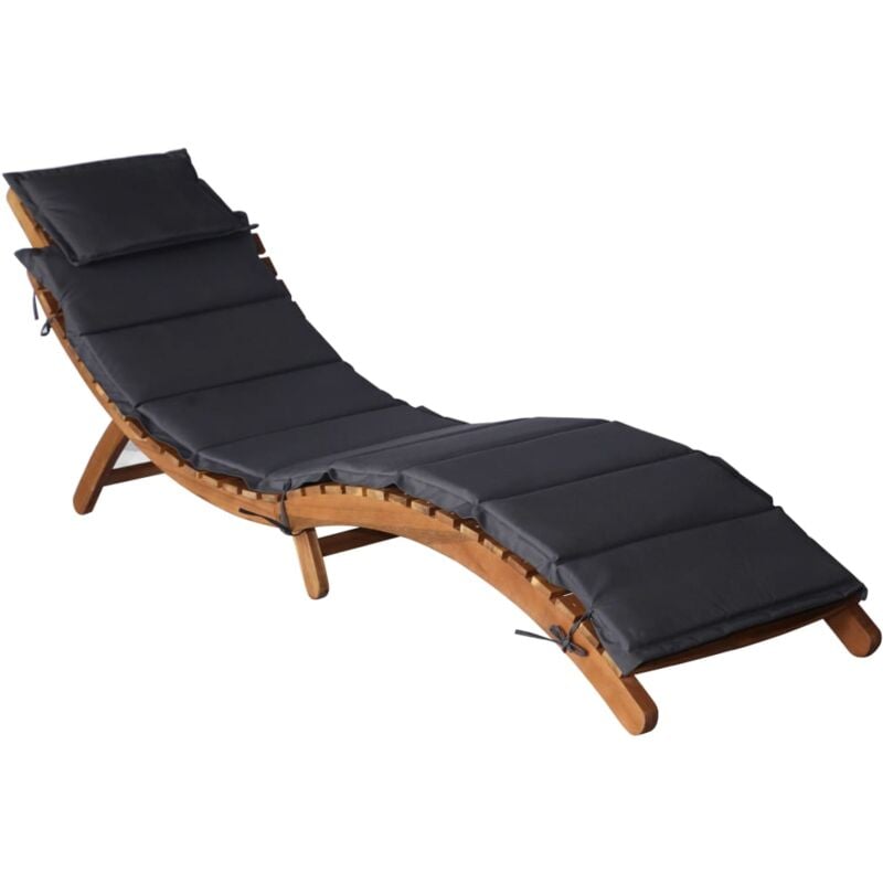 foto del prodotto vidaxl lettino prendisole con cuscini grigio scuro in legno di acacia