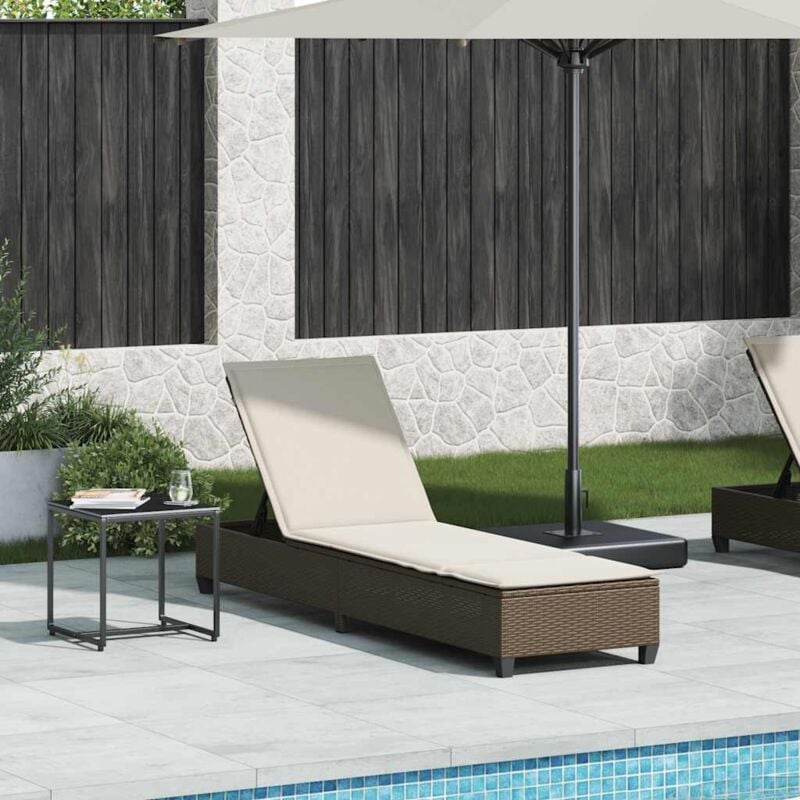 foto del prodotto vidaxl lettino prendisole con cuscini marrone 55x200x25,5cm polyrattan