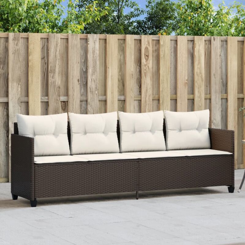 foto del prodotto vidaxl lettino prendisole con cuscini marrone in polyrattan