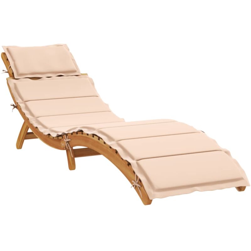 foto del prodotto vidaxl lettino prendisole con cuscino beige in legno massello di pino