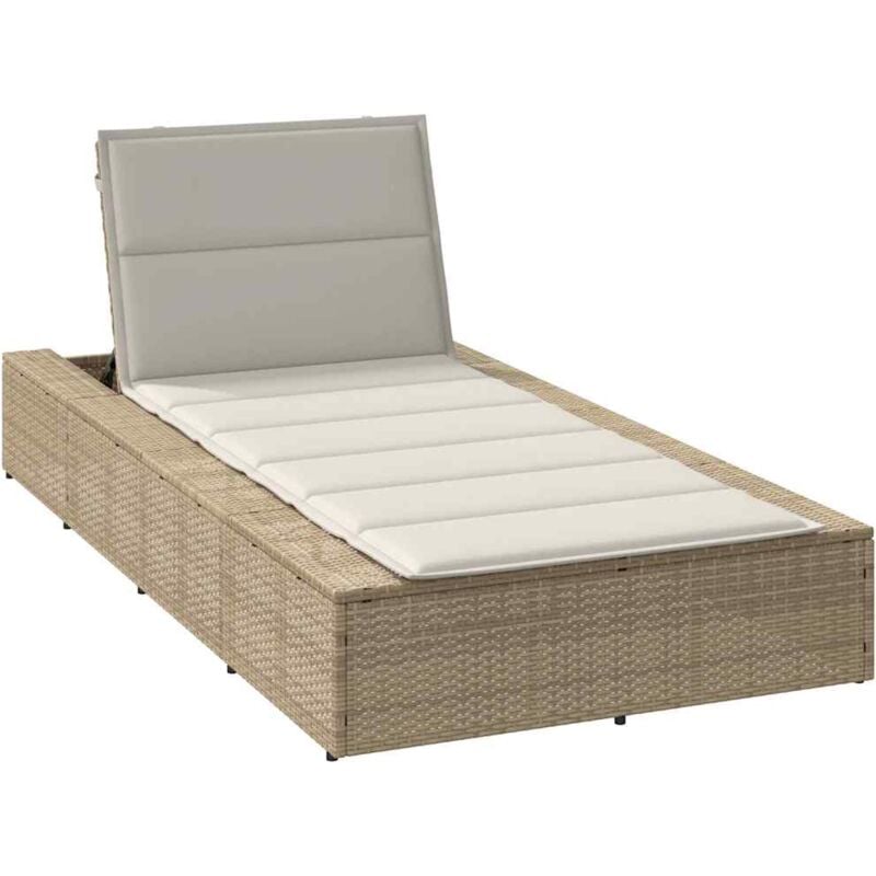 foto del prodotto vidaxl lettino prendisole con cuscino galleggiante beige in polyrattan