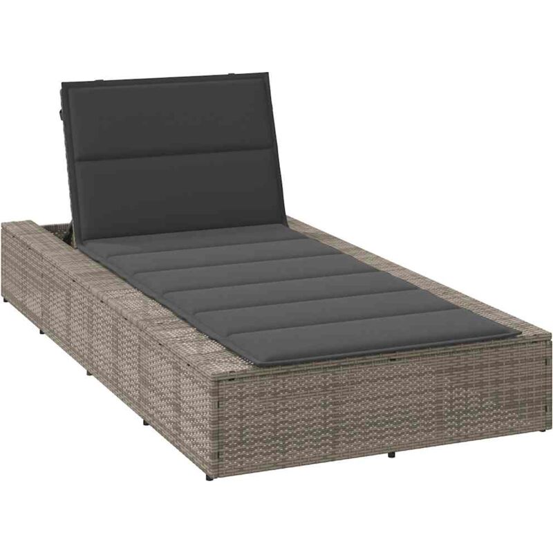 foto del prodotto vidaxl lettino prendisole con cuscino galleggiante grigio polyrattan