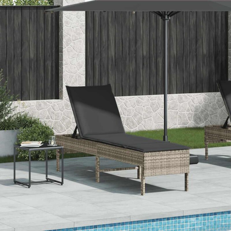 foto del prodotto vidaxl lettino prendisole con cuscino grigio chiaro 55x200x44 cm