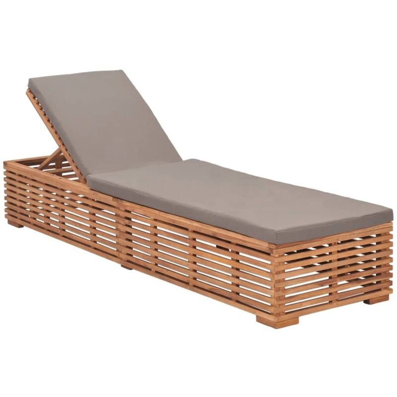foto del prodotto vidaxl lettino prendisole con cuscino grigio scuro in legno di teak
