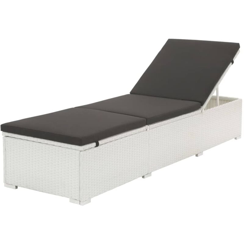 foto del prodotto vidaxl lettino prendisole con cuscino in polyrattan bianco