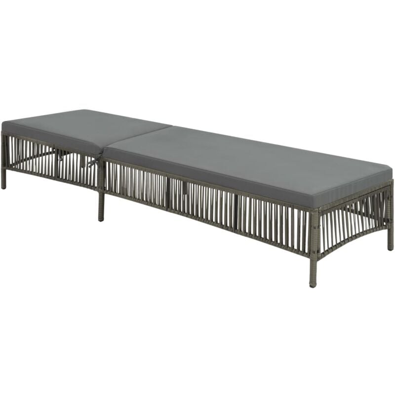 foto del prodotto vidaxl lettino prendisole con cuscino in polyrattan grigio